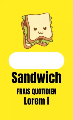 Étiquettes illustrées jaunes pour sandwichs