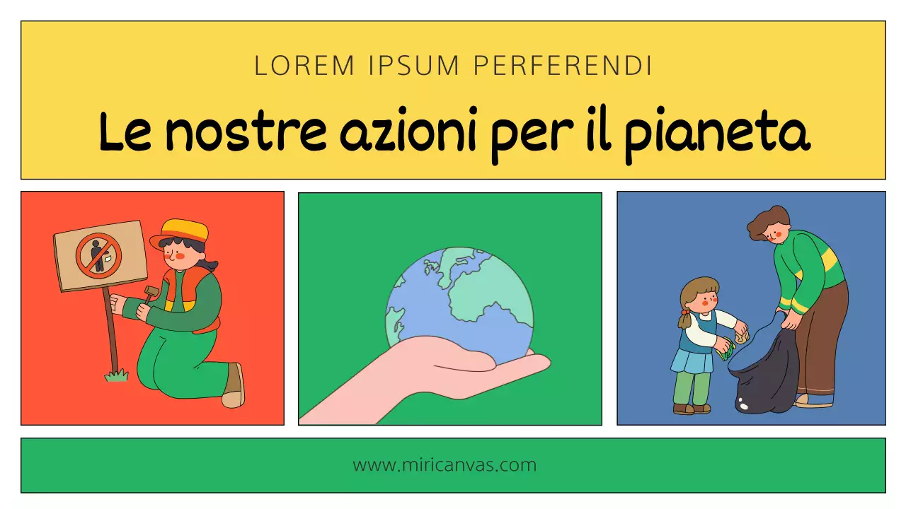 Una presentazione moderna, gialla e verde sull'ambientalismo