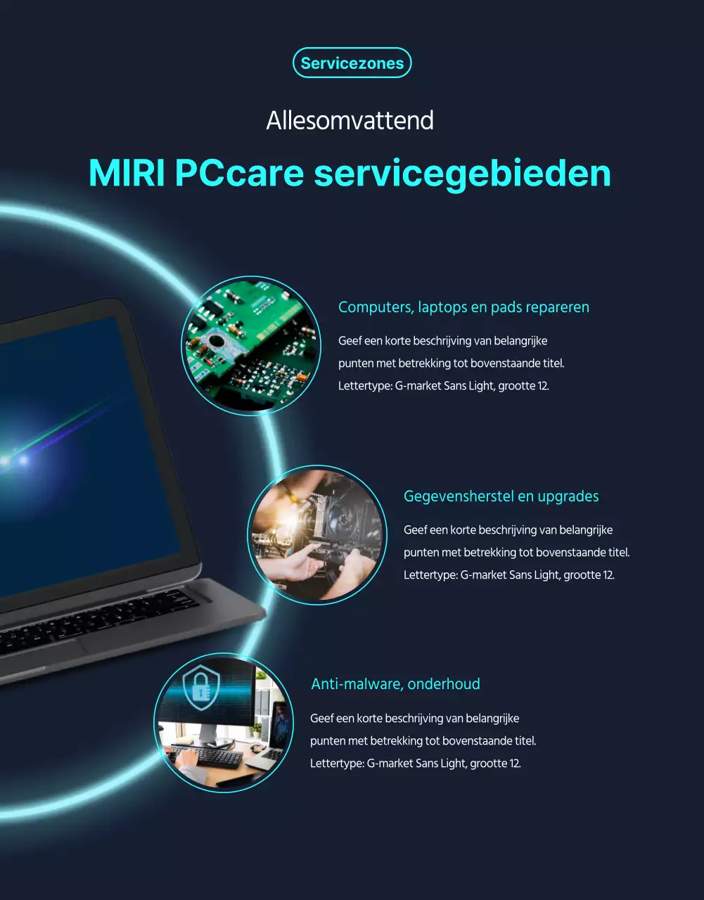 Promoot computerreparatieservices in zilver en zwart