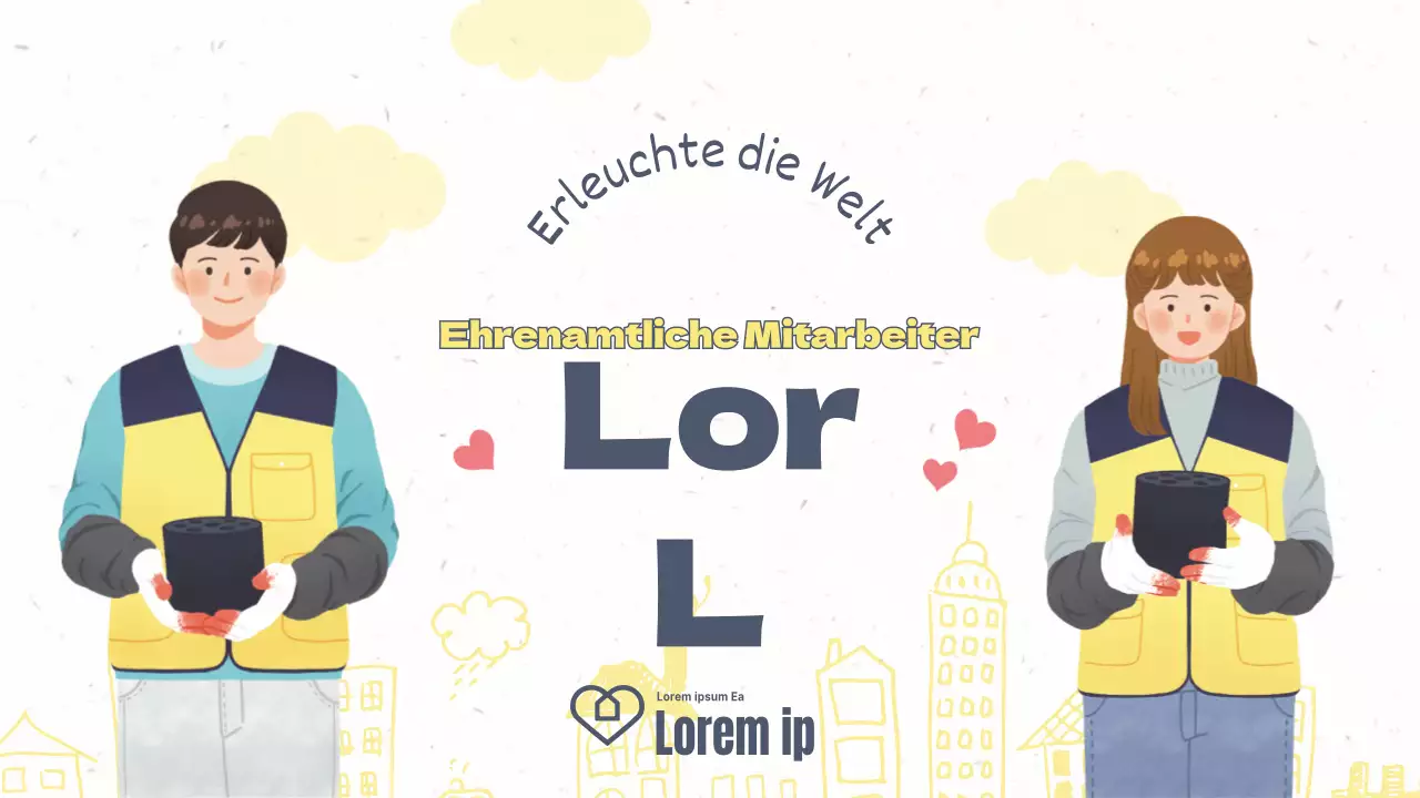 Handzettel für Freiwillige in warmen gelben Pastelltönen