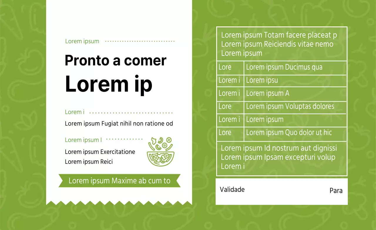 Rótulo ilustrado verde-limão para embalagem de saladas