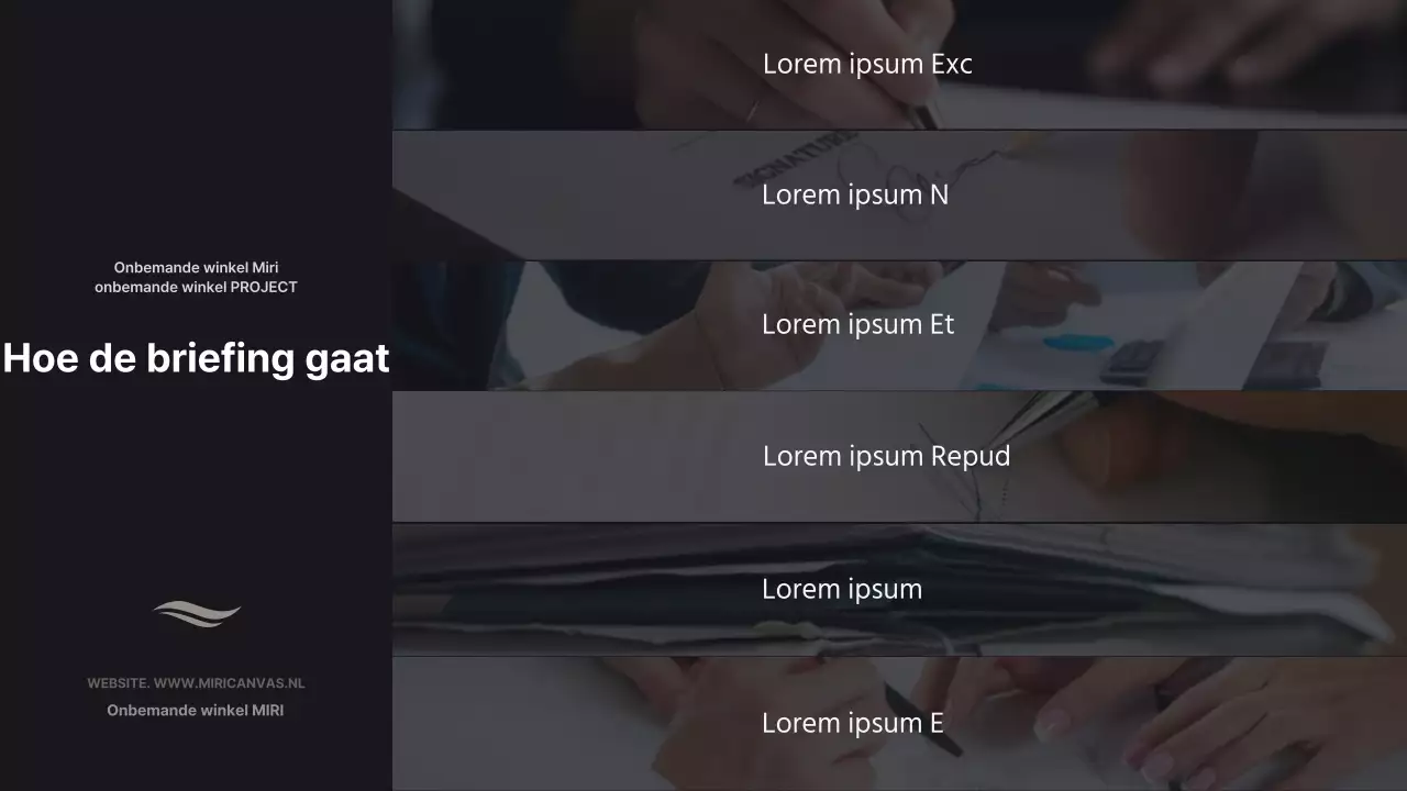 Een zakelijk voorstel met foto's op een grijze achtergrond