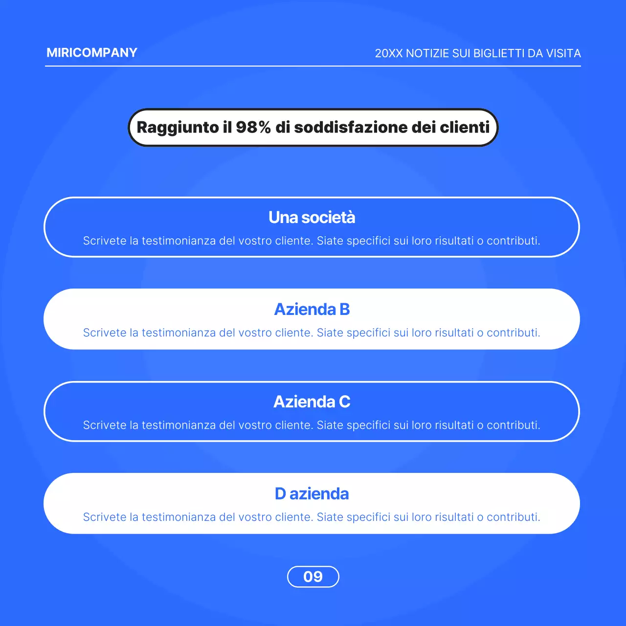 Proposta commerciale minimalista con sfondo blu