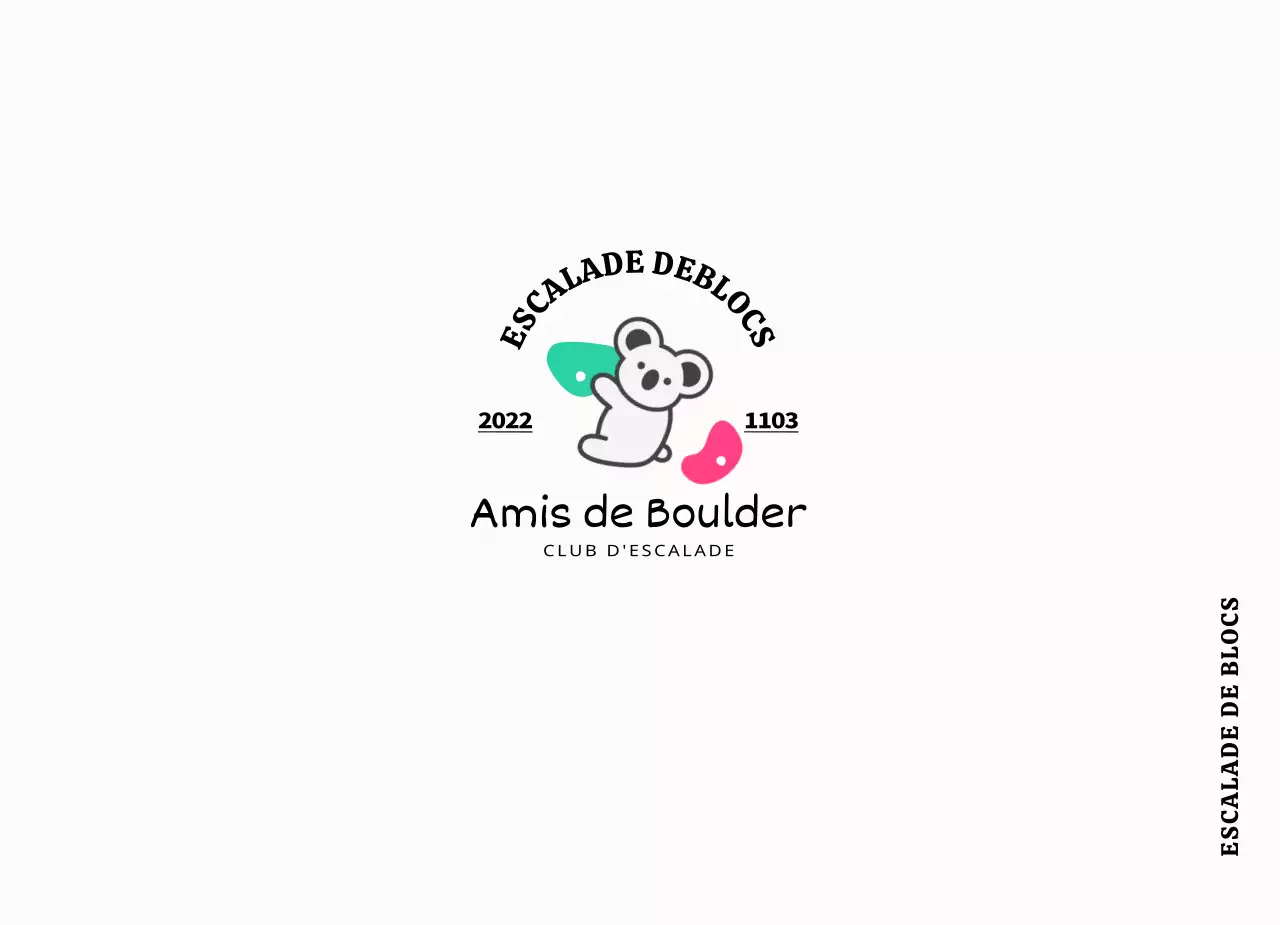 Un club d'escalade simple et mignon avec des couleurs vives et des koalas.