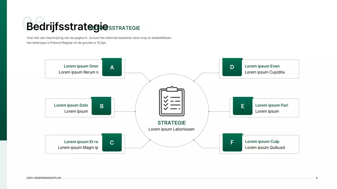 Presentatiepakket voor ondernemingsplan met een indexconcept met kleurverloop in groen