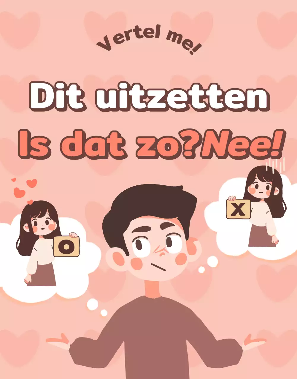 Een eenvoudige post in webcomic-stijl met een roze achtergrond