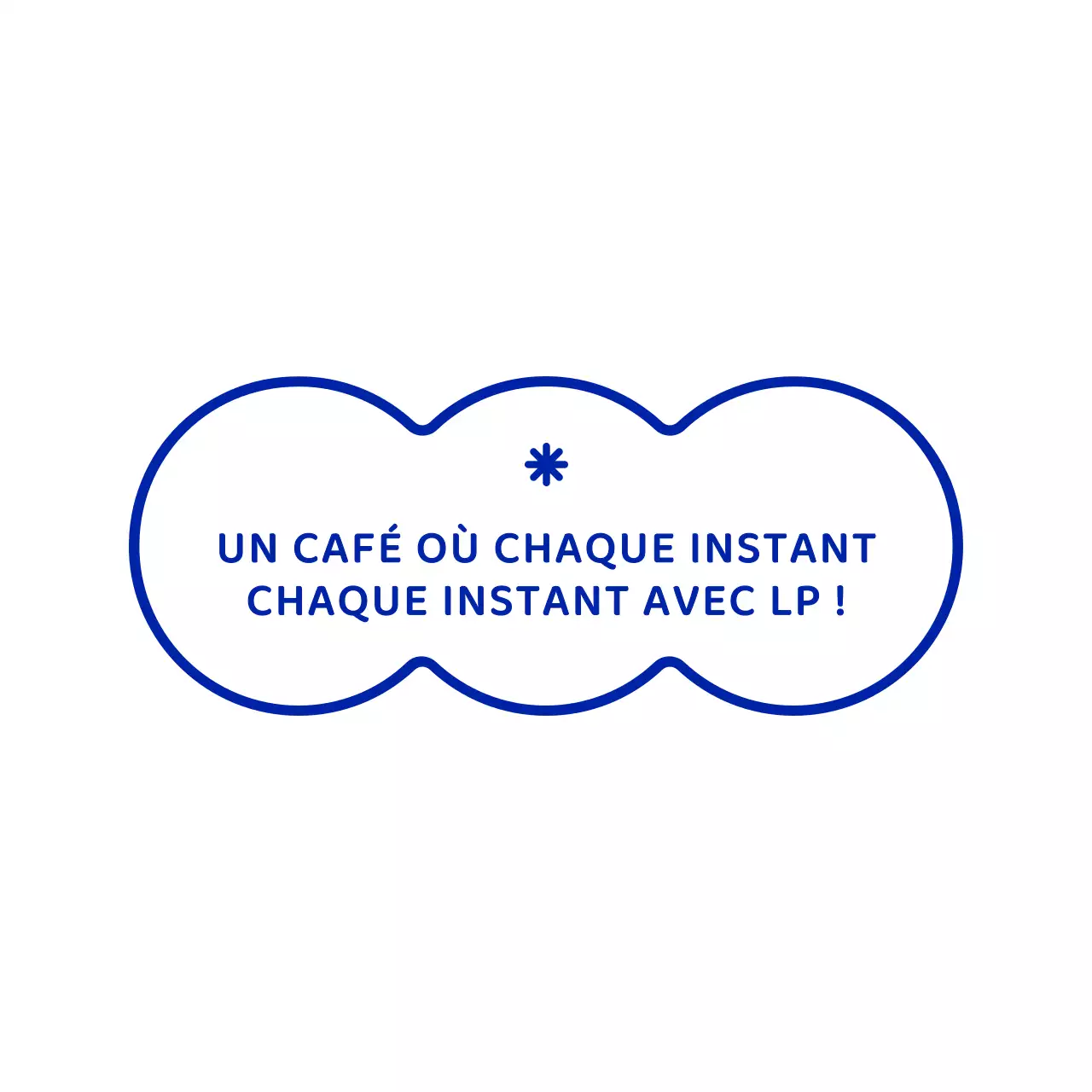 Des formes de nuages simples et épurées en bleu marine associées à un texte émouvant pour un café élégant.
