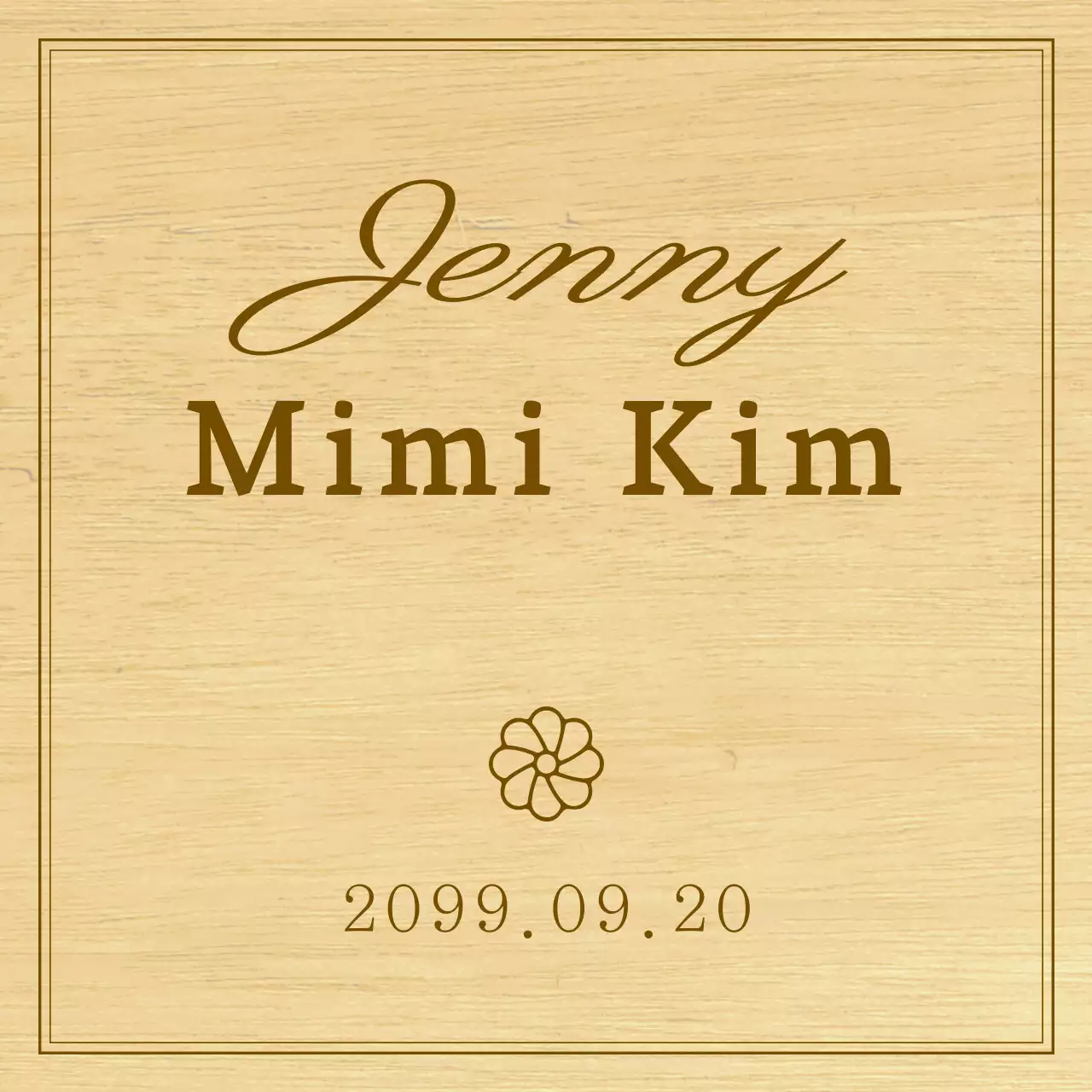 Eine einfache Holztafel mit Text und Illustrationen zur Feier des ersten Geburtstags Ihres Babys.