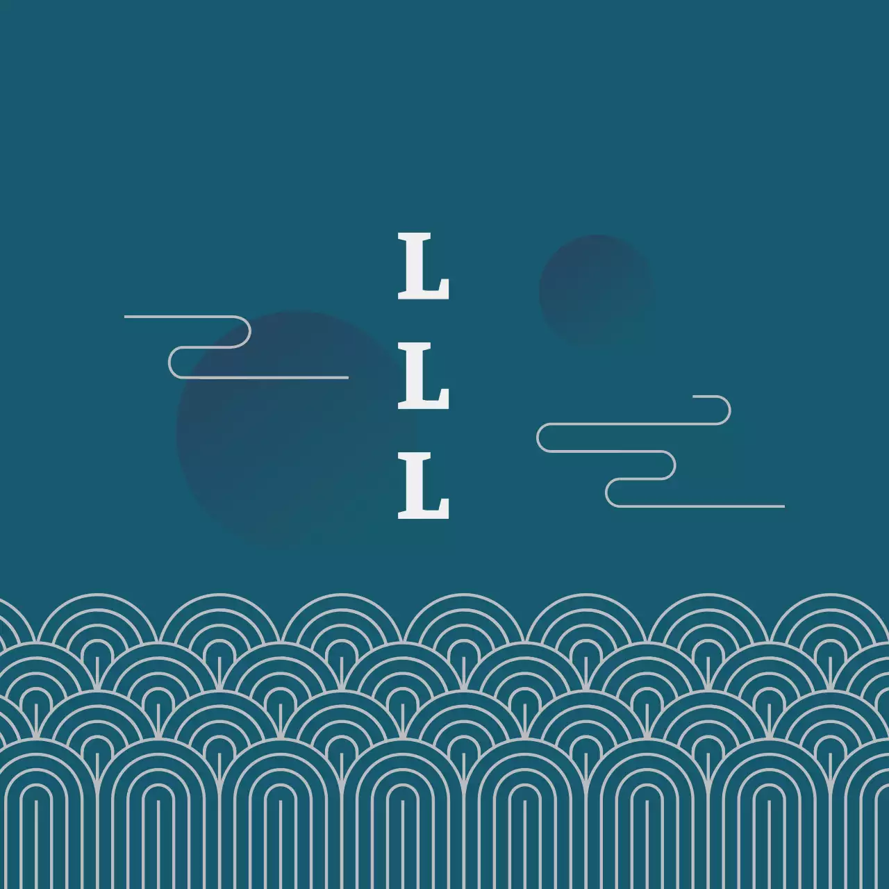 Blauwe illustratie oosterse traditionele gezonde voeding label