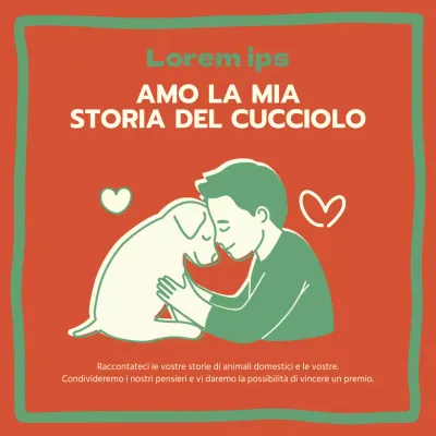 Una simpatica promozione di un evento per animali domestici, arancione e alla menta