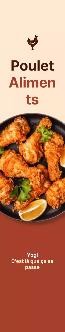 Poulet promotionnel moyen sur fond brun, ivoire