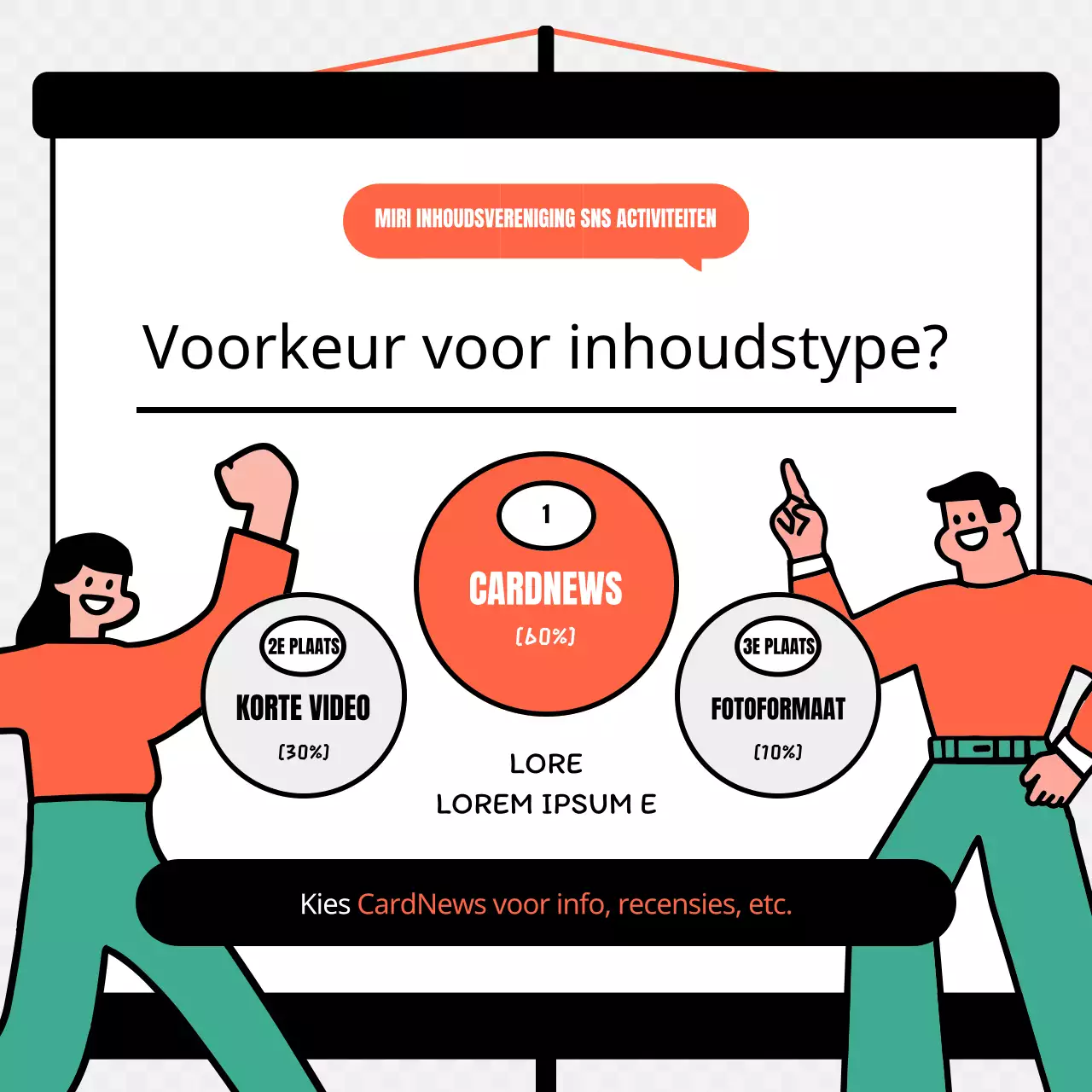Oranje en zwart scherm concept enquêteresultaten