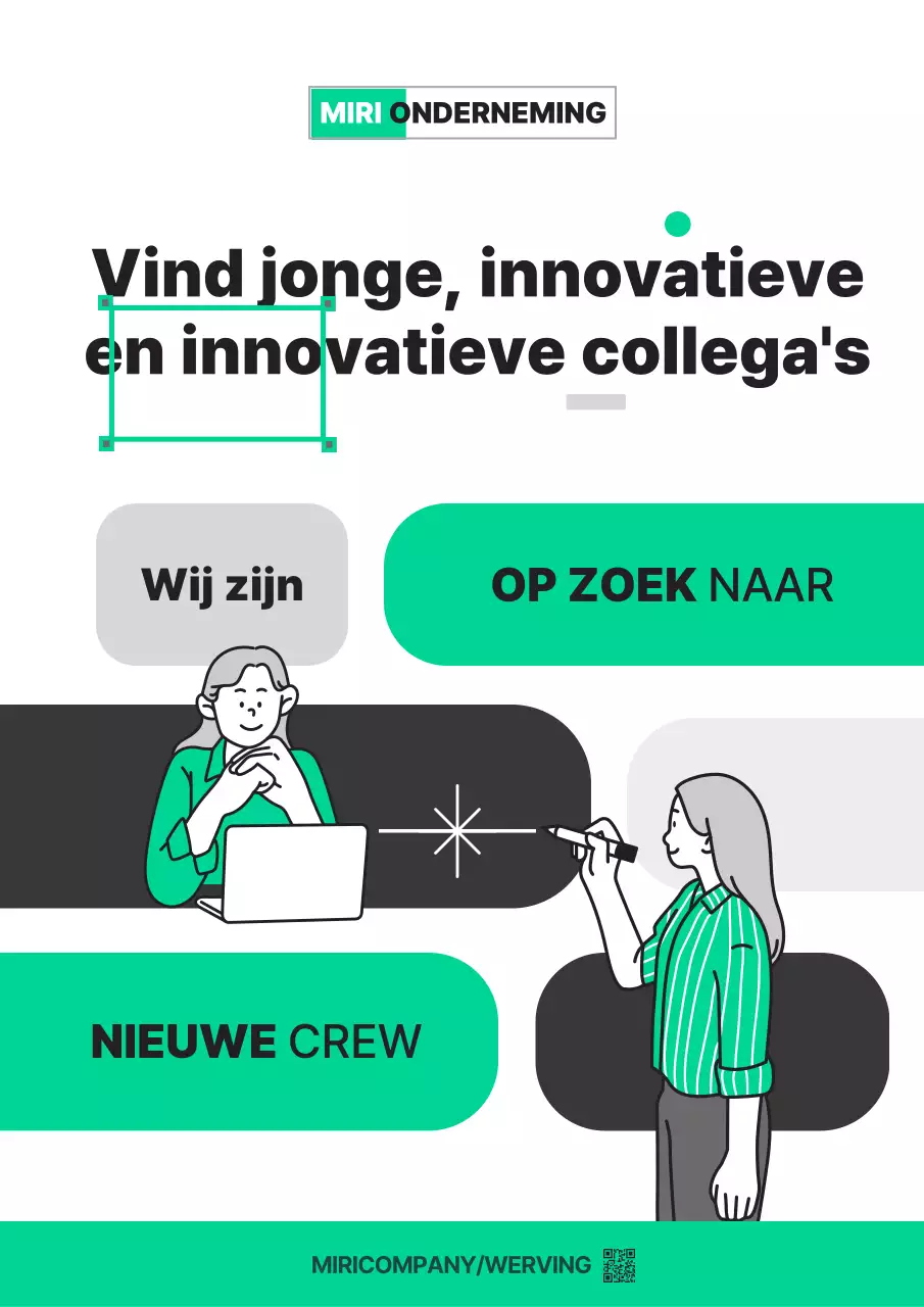 Promoot je vacatures met een trendy illustratiestijl in groen en grijs