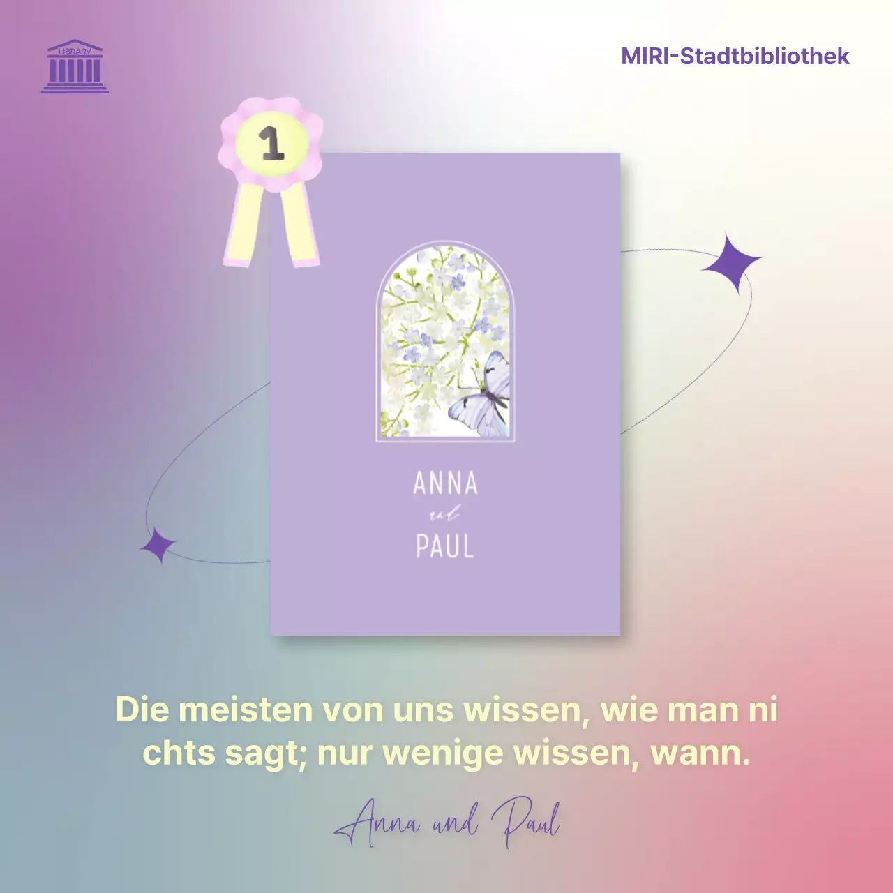 Werben Sie für Buchempfehlungen mit einem weichen lila und rosa Hintergrund mit Farbverlauf V1