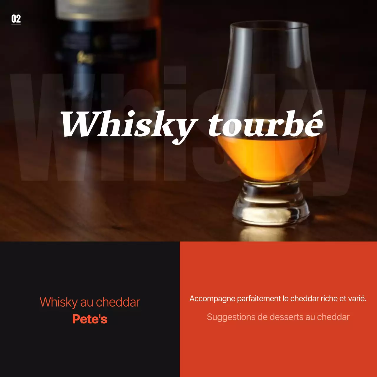 Promouvoir des variétés simples de whisky en orange et noir