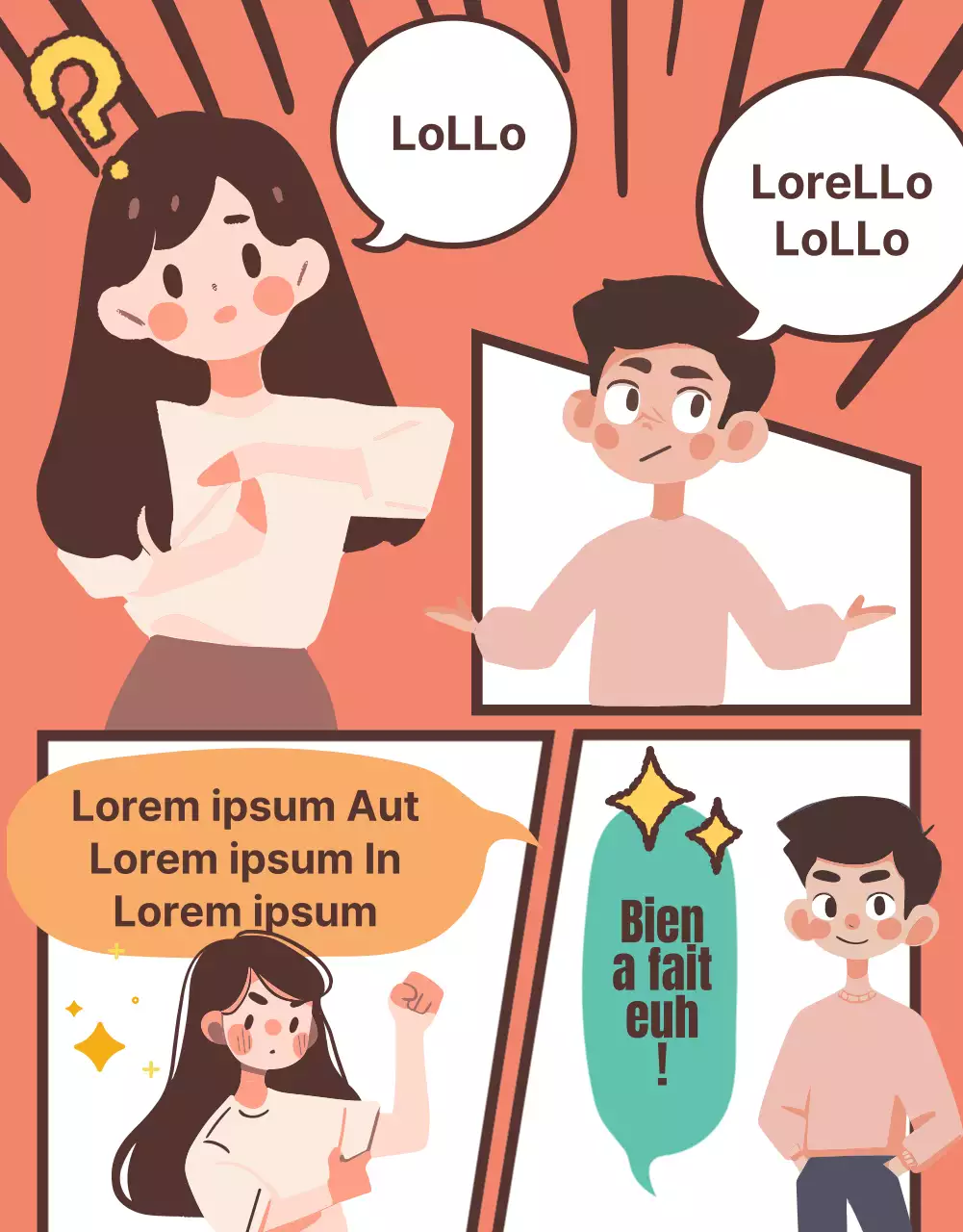 Test psychologique gag en marron et beige avec des accents de menthe