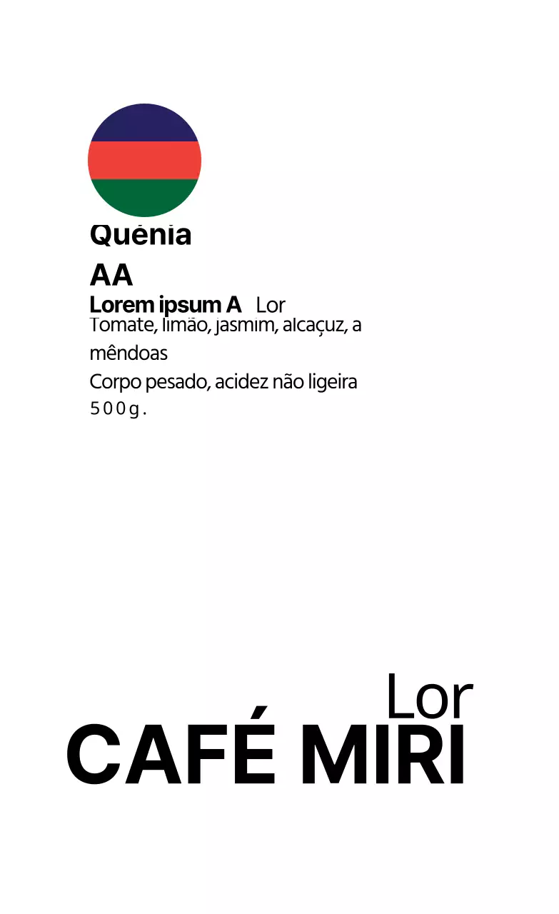 Etiqueta de café em grão com bandeira branca