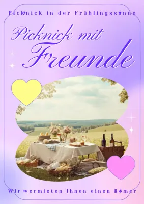 Ein Picknick mit Freunden in einem lila leuchtenden Foto