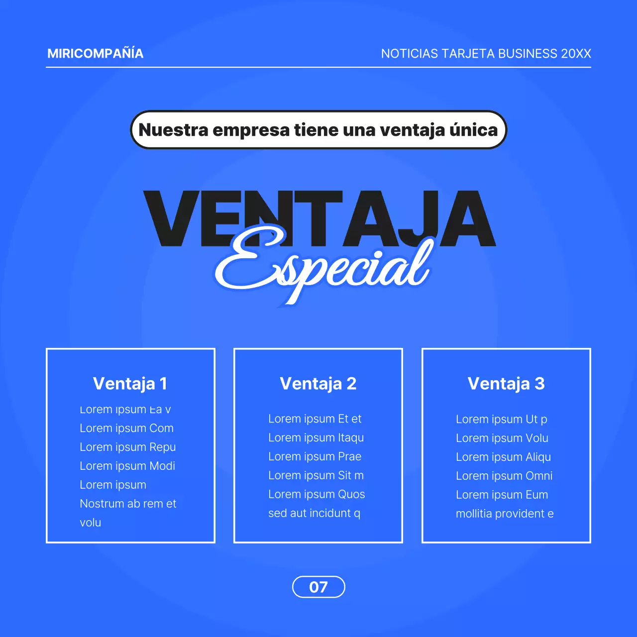 Propuesta de negocio minimalista con fondo azul