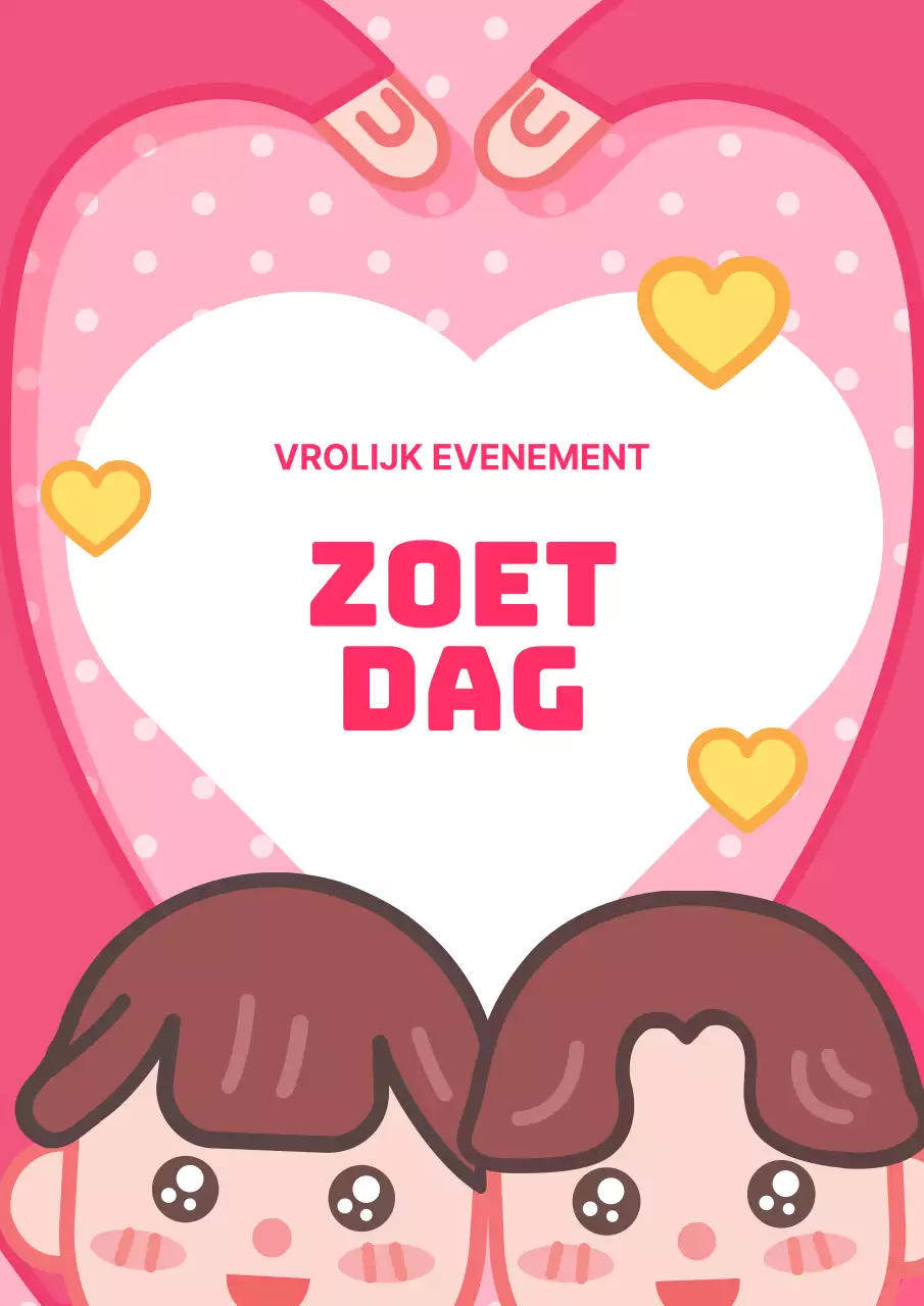 Schattige Valentijnsdag flyer in roze en lichtblauw