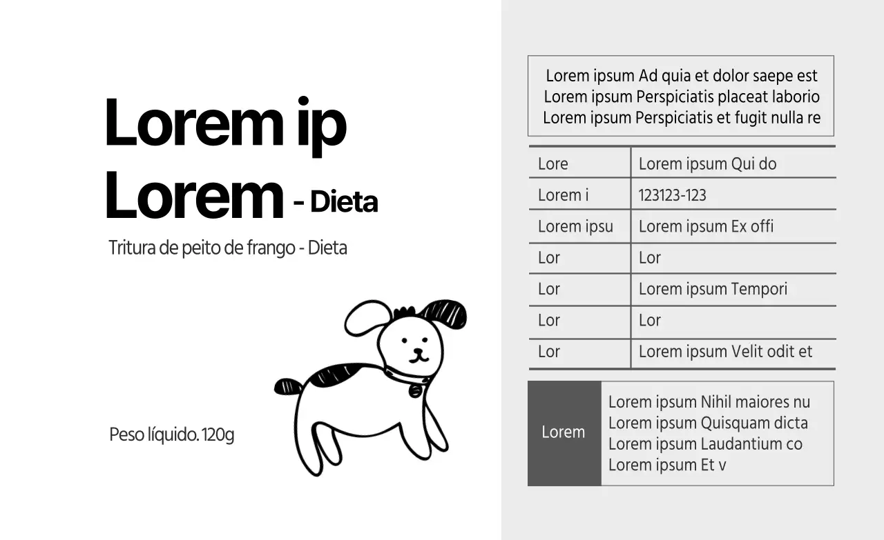 Etiquetas pretas ilustradas com detalhes de guloseimas para animais de estimação
