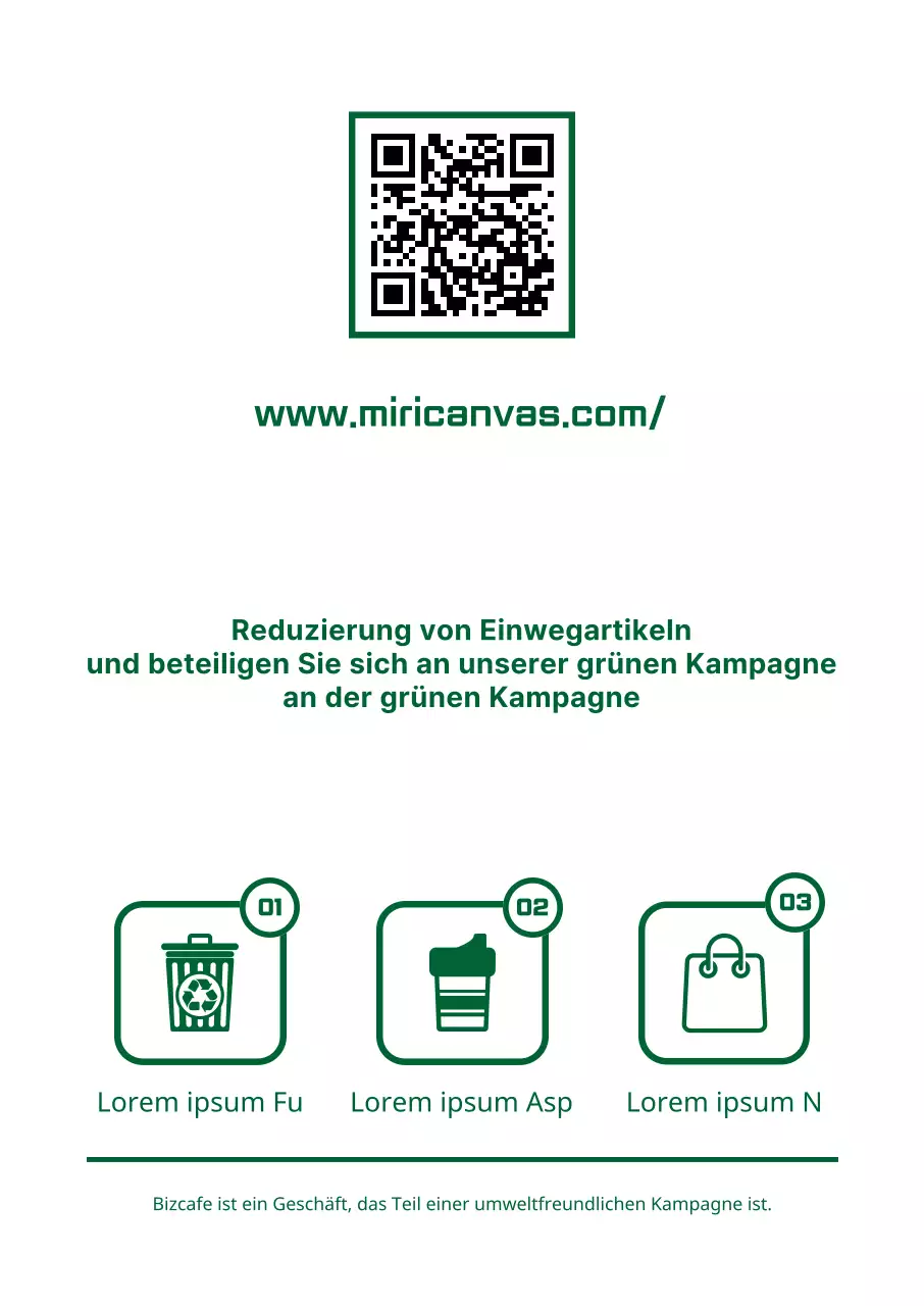 Einfacher, klarer Text- und Symbolkombination-Layoutstil in Grün und Weiß Grüner Kampagnenleitfaden