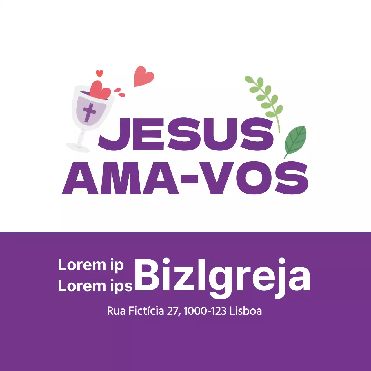 Ilustração simples roxa de uma igreja