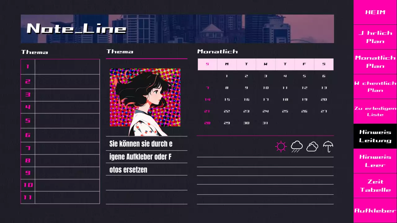 CityPop Animation Highlight-Planer mit schwarzem und rosa Farbverlauf