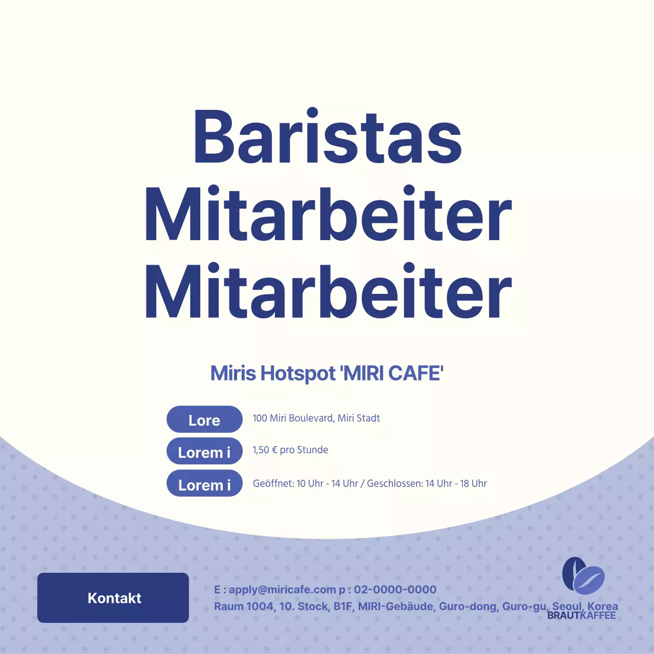 Barista-Stellenausschreibung in Mauve und Weiß mit hervorgehobenem Text V2