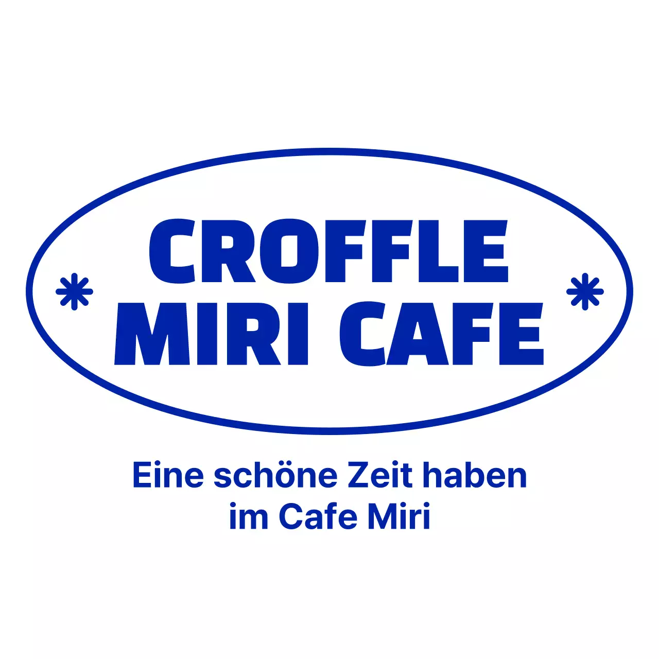 Klare, einfache Formen und Text in Marineblau für ein stilvolles Café