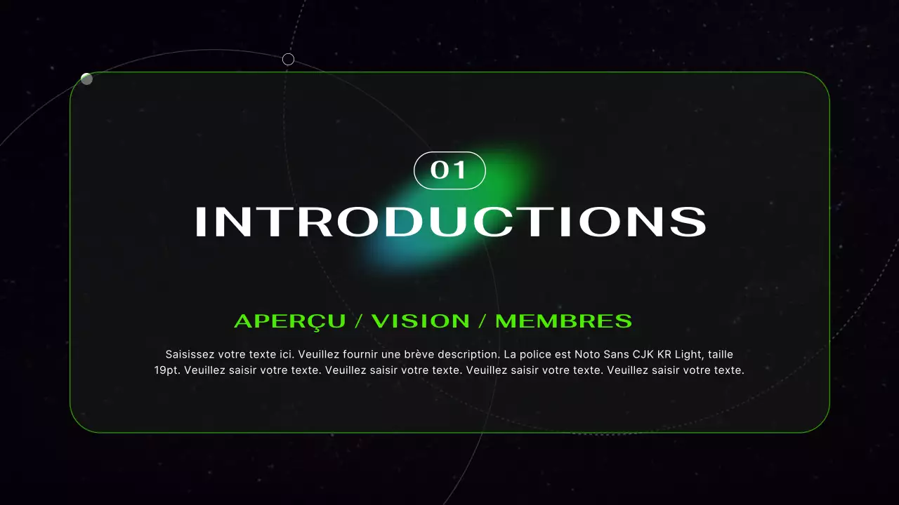 Présentation de l'astronautique futuriste cybernétique en noir et néon