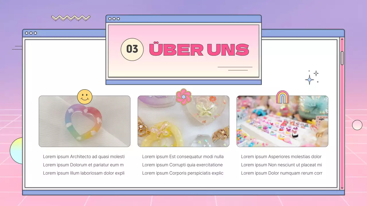 Ein kitschiges Unternehmensprofil mit rosa Farbverläufen