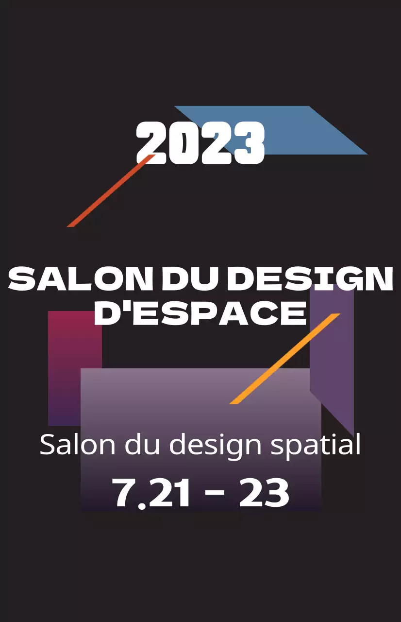 Promouvoir un salon de l'aménagement de l'espace grâce à des illustrations colorées de formes et de textes.