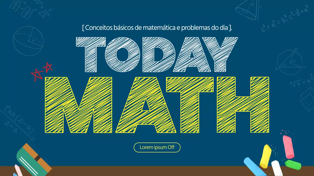 Um livro de matemática azul-marinho, com um quadro de giz kitsch