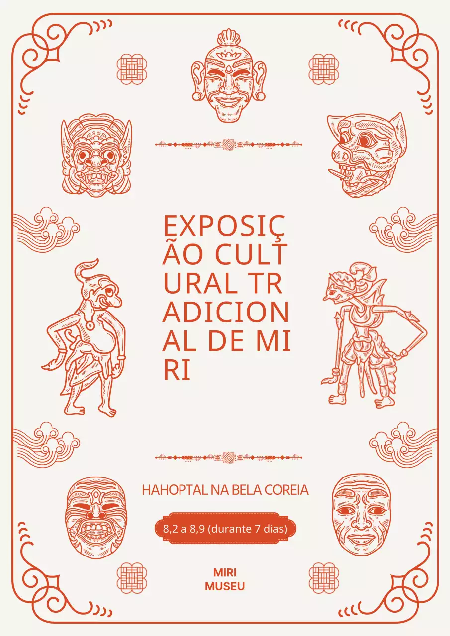 Pré-visualização tradicional de pinturas a traço com um tema e bordos vermelhos