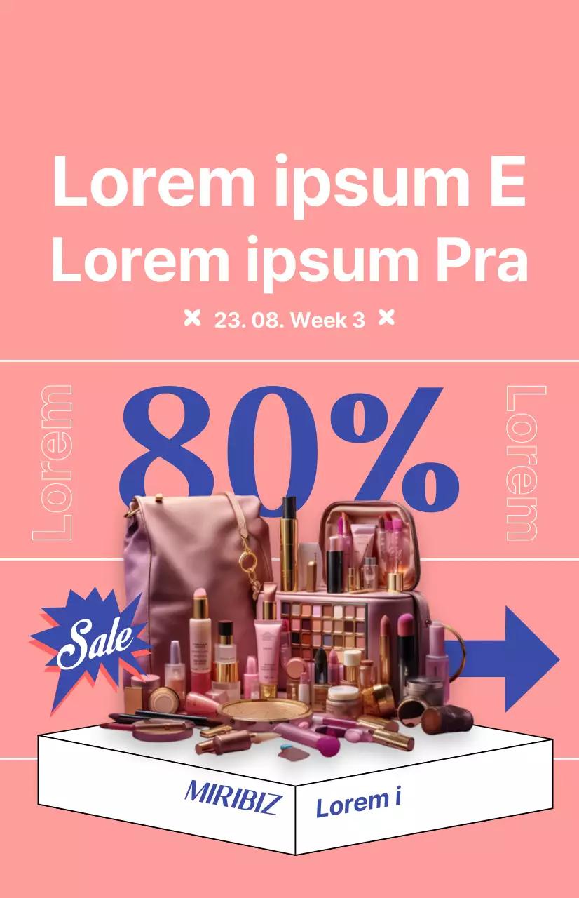 De promotievlag van de schoonheidsmiddelenkorting met roze achtergrond