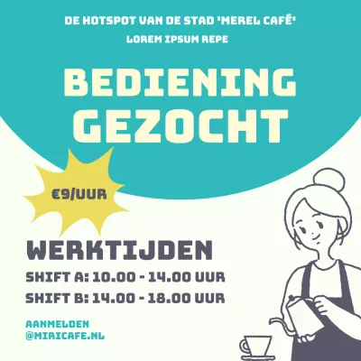 Werknemer vacature met tekst gemarkeerd op cyaan punt achtergrond V1