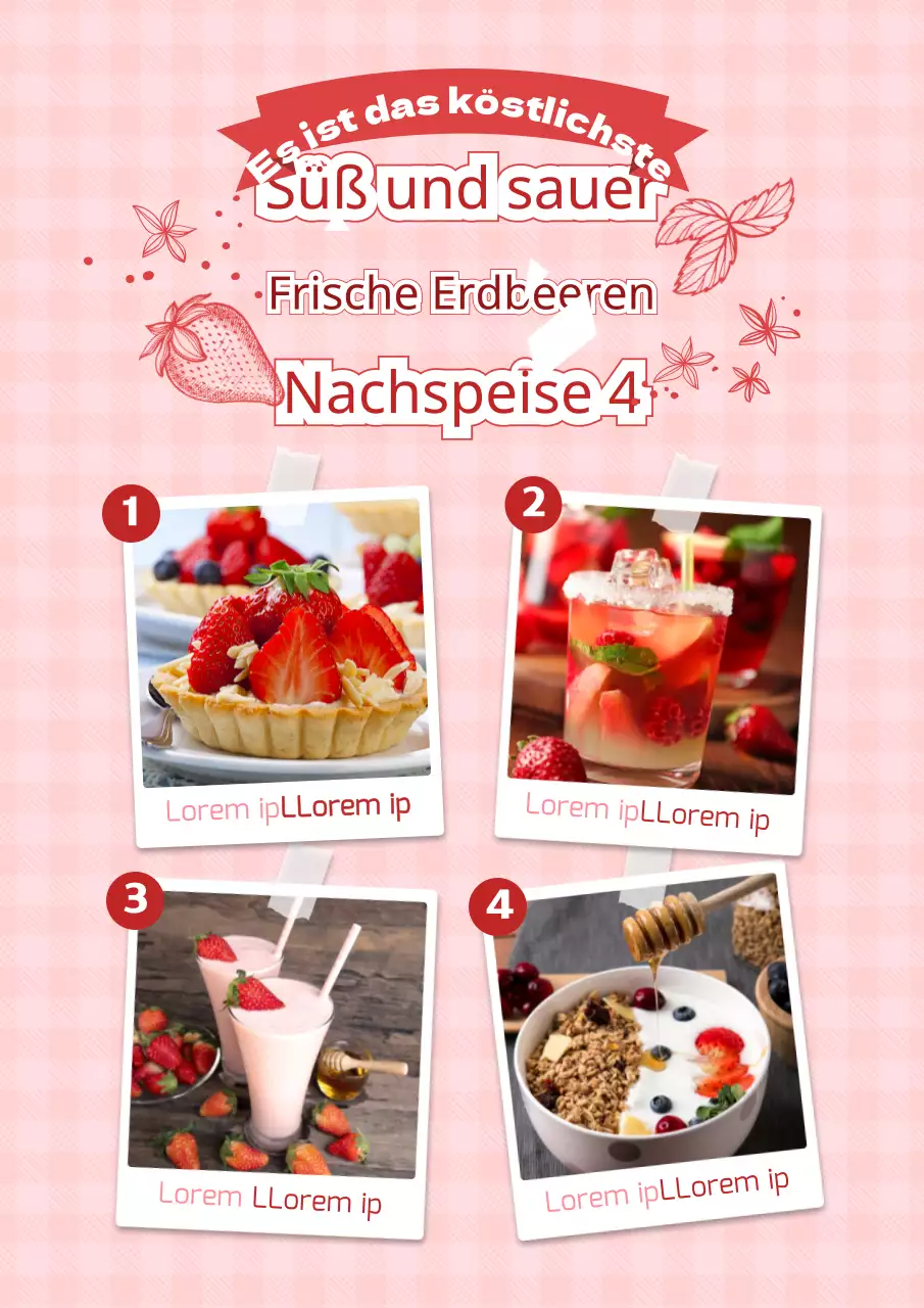 Rosa und erfrischendes Erdbeer-Dessert-Intro-Thema