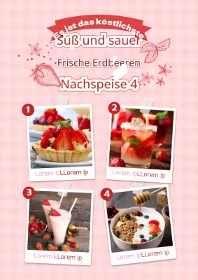 Rosa und erfrischendes Erdbeer-Dessert-Intro-Thema