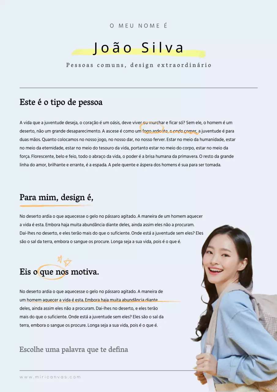 Uma carta de apresentação limpa e manuscrita