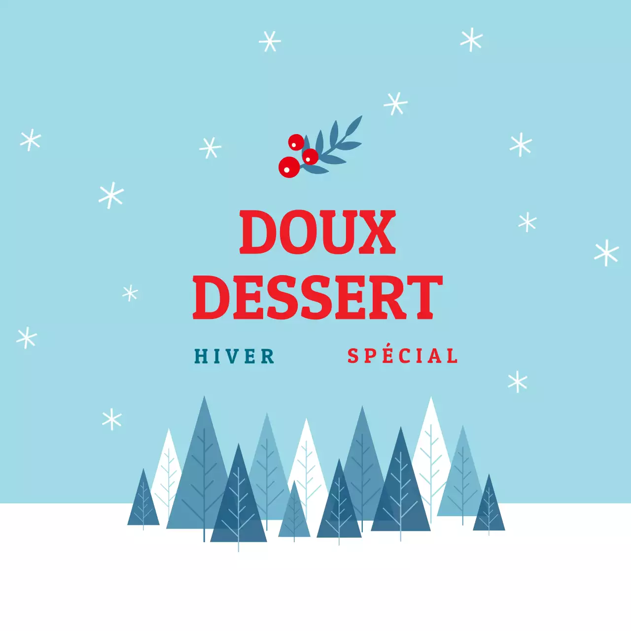 Étiquettes d'emballage de desserts de Noël illustrées en bleu