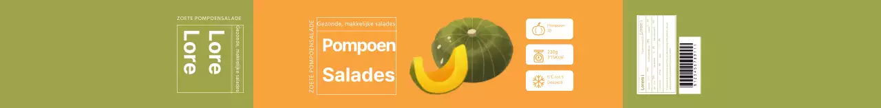 Geel geïllustreerd pompoensalade-etiket