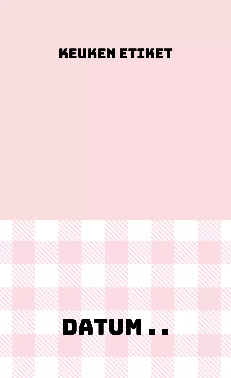 Roze geruite keukenlabels