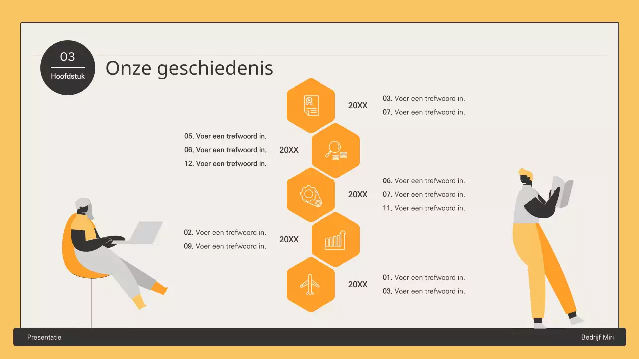 Zakelijk voorstel met gele zeshoekige elementen