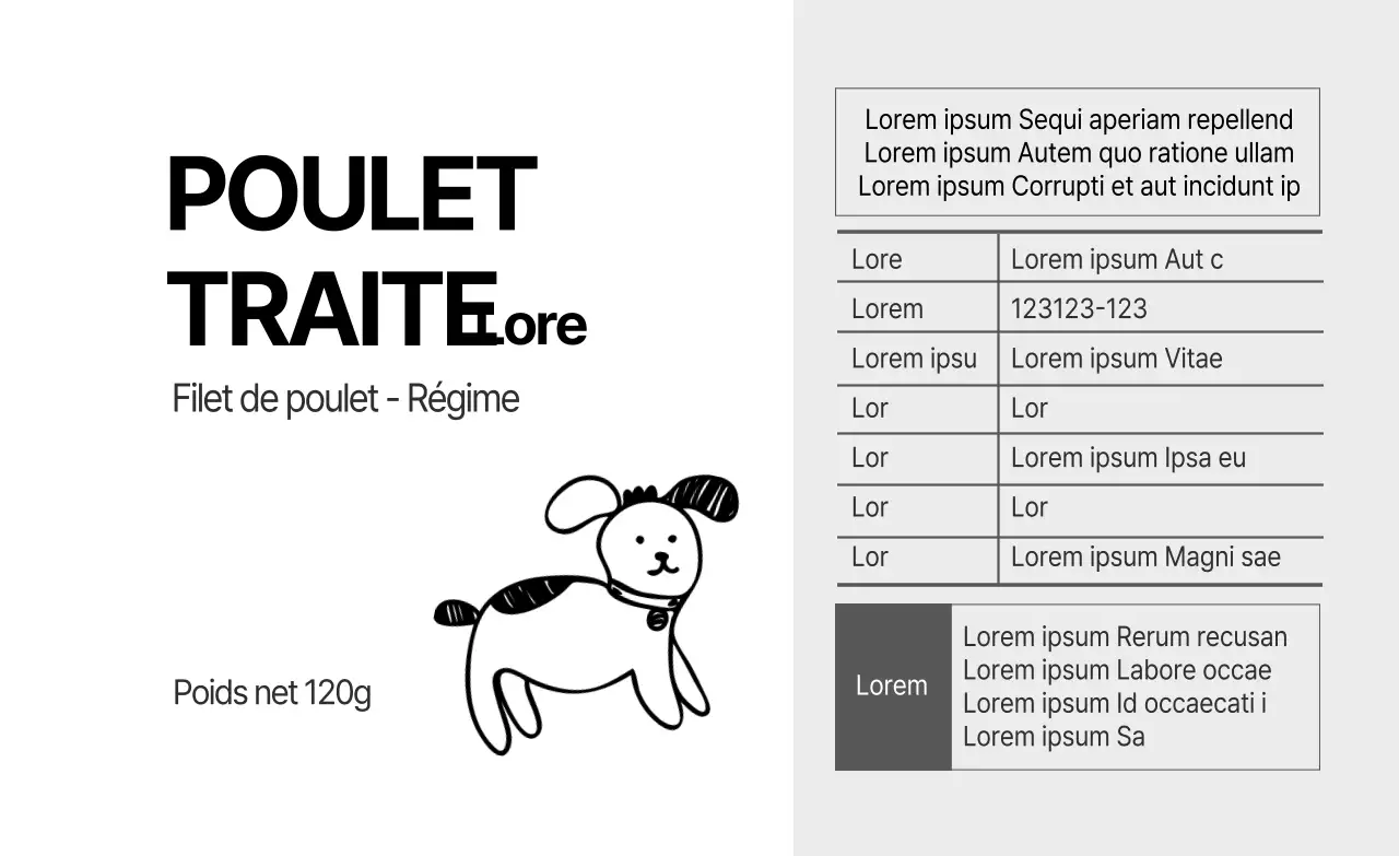 Étiquettes de détail illustrées noires et mignonnes pour les friandises des animaux de compagnie