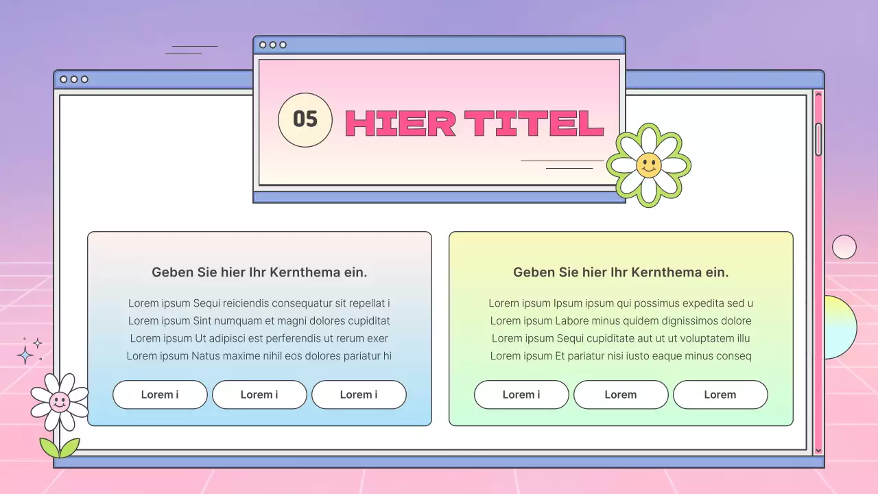 Ein kitschiges Unternehmensprofil mit rosa Farbverläufen