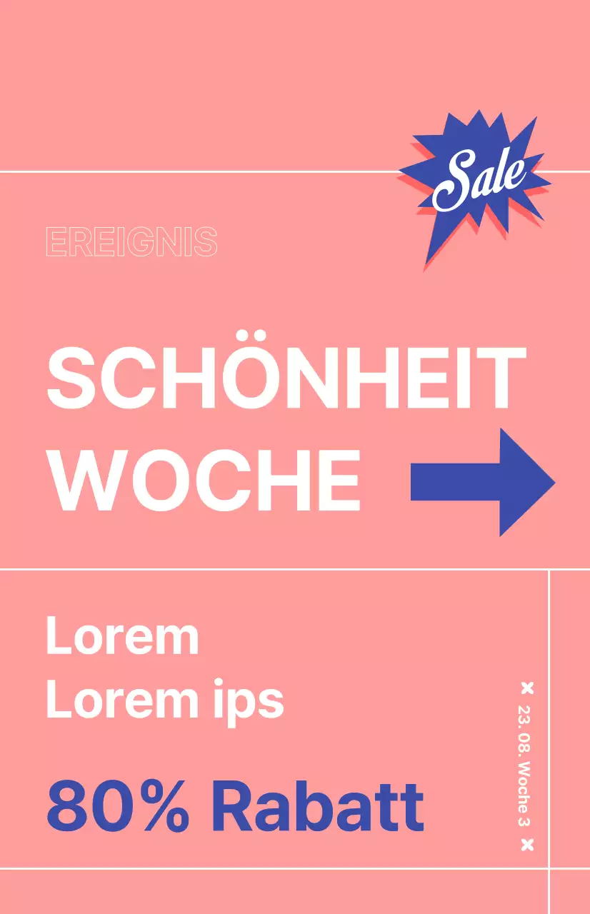 Kosmetik Rabatt Aktion Flagge mit rosa Hintergrund