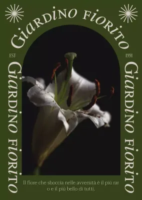 Poster verticale floreale vintage verde cachi beige