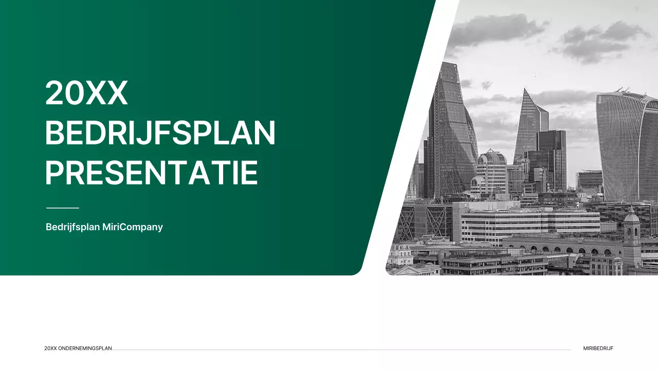 Presentatiepakket voor ondernemingsplan met een indexconcept met kleurverloop in groen