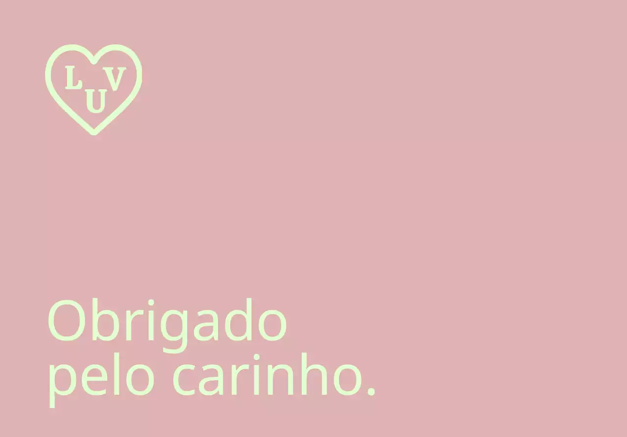 Um envelope de agradecimento simples, com texto e uma ilustração em forma de coração.